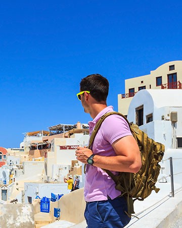 Sunset view of beautiful lakeside city 